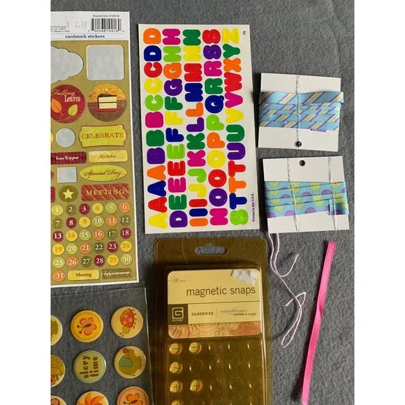 Scrapbooking & Crafting Supplies Bundle: Stickers Magnetic Snaps Die-Cut Shapes - Picture 2 of 9